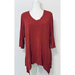 LOGO Lounge by Lori Goldstein Women's Size XL Rust 3/4 Sleeve Tunic Pockets